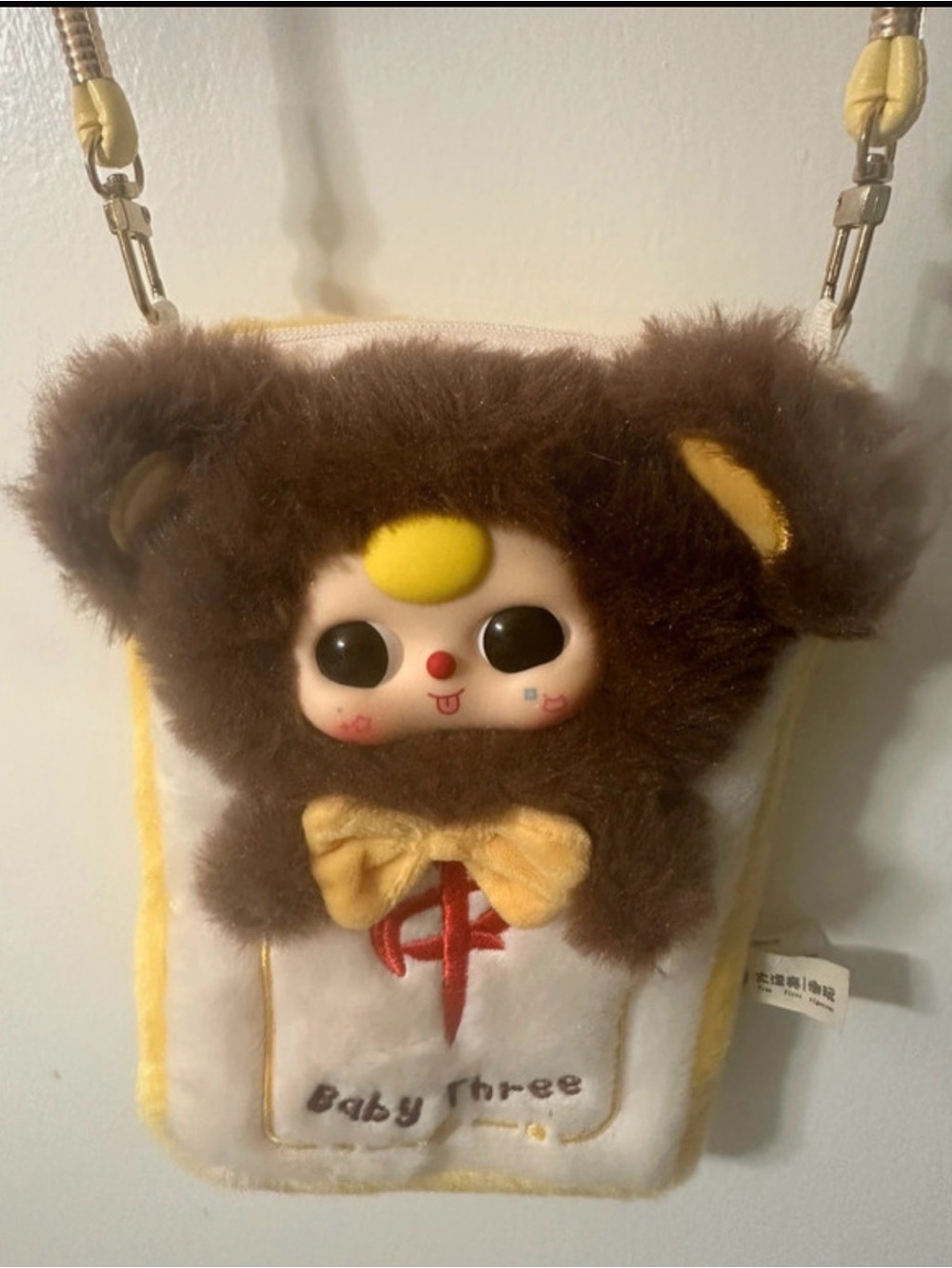 Plush Brown & Yellow Crossbody Bag - Baby Three Mahjong